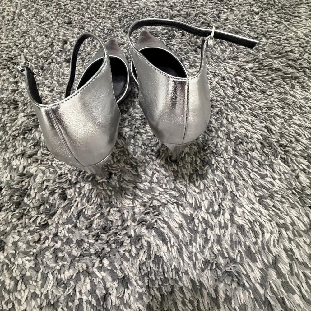 Zara Silver Women's Ankle Strap Heels Size 41/10 - Picture 4 of 9